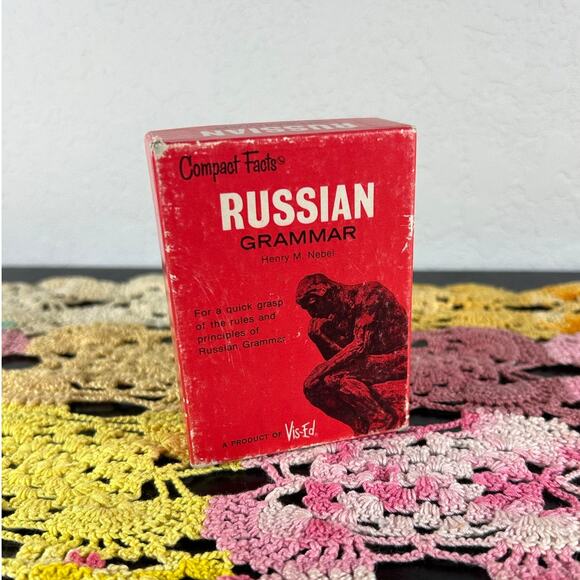 Vtg Cards 1960s- Compact Facts- Russian Grammar- Henry M. Nebel- Vis-ed red box - Picture 1 of 6